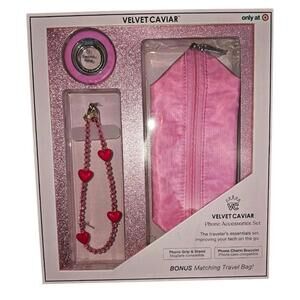 Velvet Caviar Phone Accessories Gift Set Hot Pink Leopard NEW Grip Stand Charm